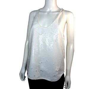 Zadig & Voltaire Women's Sequin Racerback Tank Top Medium White- LT3146
